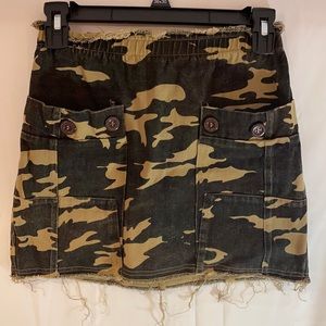 Camo denim skirt